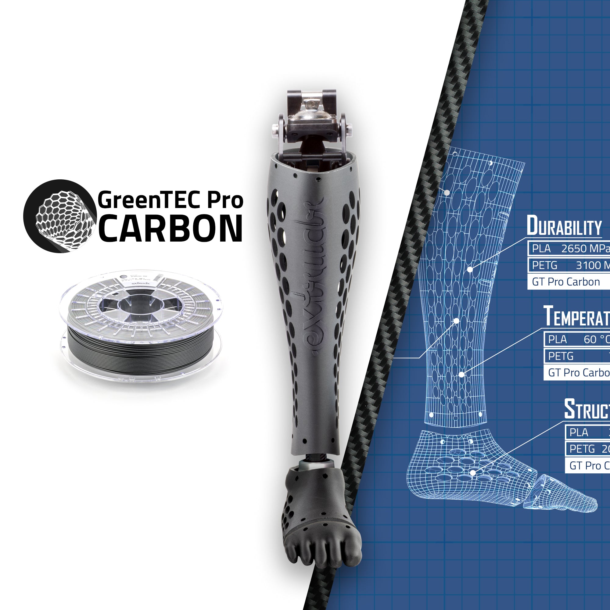extrudr Filament GreenTEC Pro Carbon 1,75mm 0,8kg Spule - 3DDrucker24.com